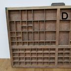 Brocante, Bruine Antieke Houten Letterbak, Wanddecoratie D thumbnail 9