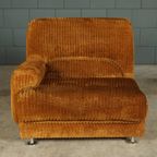 Midcentury Modulaire Bank – Bruine Ribstof – Jaren 70 thumbnail 17