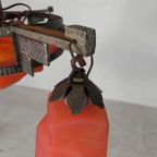 Art Deco Hanglamp Met Glazen Schaal En 3 Kelkjes, Jaren 30 thumbnail 5