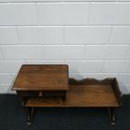 Telefoonbankje Antiek Hout Planten-haltafel Met Lade thumbnail 13