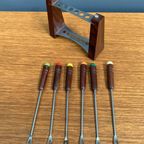 Teak Cocktail Forks In Holder 1960S thumbnail 7