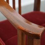 Set Van 4 Art Nouveau/ Jugendstil Design Schuitema Eetkamerstoelen Met Rode Stoffen Bekleding thumbnail 23