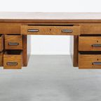 Uniek En Antiek Eikenhouten Art Deco Bureau Uit Begin 20e Eeuw In Amsterdamse School Stijl thumbnail 3