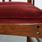 Set Van 4 Art Nouveau/ Jugendstil Design Schuitema Eetkamerstoelen Met Rode Stoffen Bekleding thumbnail 24