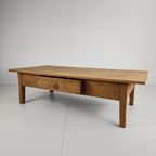 Antieke 19e Eeuwse Franse Boeren Salontafel Van Eikenhout thumbnail 5