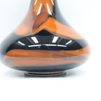 Grote Vintage Vaas Glas Zwart Oranje thumbnail 2