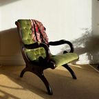 Groene Chesterfield Victoriaans Lounge Fauteuil Vintage thumbnail 12