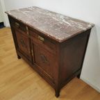 Vintage Antiek Dressoir Commode Ladekast Badkamermeubel Met Marmer Blad 203 thumbnail 9