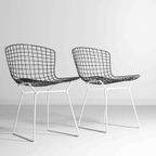 Vintage Mid-Century Set Van 7 Zwart-Witte Harry Bertoia Eetkamerstoelen thumbnail 5