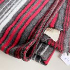 Rood Gestreepte Vintage Marinda Deken - Wol - Rood, Wit, Donkergrijs, Mid Century Throw thumbnail 4