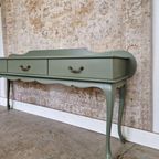 Queen Anne Vintage Dressoir In Groen/ Ladekast Met Drie Lades thumbnail 5