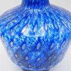 Murano Blauw Glazen Vaas Met Luchtbellen thumbnail 5