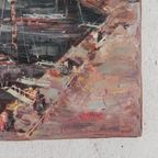 Schilderij Stadsgezicht Met Haven, Harry Dedic, Jaren 60 thumbnail 9