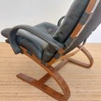 Vintage Fauteuil Scandinavisch Design Zwart Leer 70S thumbnail 5