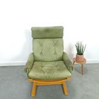 Groen Leren Fauteuil Met Houten Frame thumbnail 6