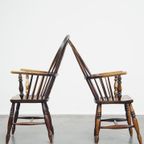 Set Van 2 Prachtige, Antieke Engelse Highback Windsor Eetkamerstoelen thumbnail 5