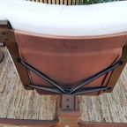 Vintage Design Fauteuil Wit Leer Houten Poot Draaifauteuil thumbnail 11