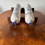 Twee Vintage Drank-kruiken Met Houten Houder thumbnail 3