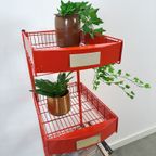 Rood Metalen Winkelvitrine Winkelrek Met Manden Vintage thumbnail 15