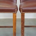 Set Van 4 Luxe En Comfortabele Cognac-kleurige Engelse Stijl Eetkamerstoelen thumbnail 10