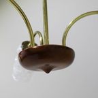 Vintage Plafondlamp - 3-Armig, Messing, Glas Jaren '50/'60 thumbnail 7