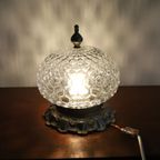Vintage Hollywood Regency Plafonniere Glas/Platina, Italie  Jaren '70 thumbnail 4