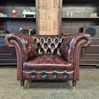 Chesterfield Medburn Fauteuil - Antiek Rood Met Knopenzit thumbnail 7