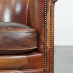 Set Van 2 Tijdloze En Stoere Cognac-kleurige Schapenleren Clubfauteuils Met Een Correcte Afwerkin thumbnail 7