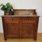 Vintage Frans Dressoir Commode, Ladekast Badkamermeubel Marmer Blad 115 thumbnail 2