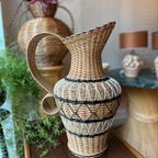 Rotan Rieten Kruik Vaas Jaren 60 Vintage thumbnail 5
