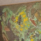 Mid Century Olieverf Op Linnen Schilderij Zonnebloemen thumbnail 11