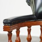 Mooie Donkerblauwe Rundleren Chesterfield Bureaustoel Draai, Swift En Tilt Functies thumbnail 13