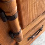 Brutalist 2 Doors Oak And Brass Cabinet thumbnail 3