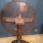 Antieke Tilttop Tafel 19E Eeuw Met 5 Schilderingen thumbnail 2