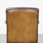 Subtiele, Stoere, Donkere En Strak Afgewerkte Schapenleren Fauteuil/armchair Met Veel Karakter thumbnail 5