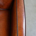 In Goede Staat Verkerende, Mooie, Cognac Kleurige, Schapenleren Art Deco Design Fauteuil thumbnail 9