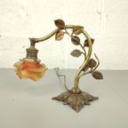 Bronzen Tafellamp Met Glazen Bloem thumbnail 6