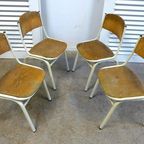 Prachtige Set Van 4 Industriele Retro School Kinder Stoelen thumbnail 2