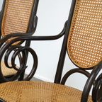 Set Van Twee Hoge Vintage Bentwood “Long John” Thonet Design Stoelen Met Armleuningen thumbnail 11