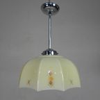 Art Deco Hanglamp Met Glazen Tienhoekige Kap, Jaren 30 thumbnail 3