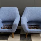 Set Of Two Blue And White Wool Chairs 1960S thumbnail 13