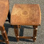 Houten Vintage Nesting Tables Bijzettafels Set Van 3 thumbnail 15