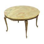 Ronde Salontafel Onyx Marmer Messing Hollywood Regency Stijl Fifties thumbnail 4