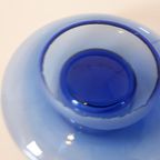 80's 2 Vintage Glazen Waxinehkuders Kobalt Blauwe Kandelaars thumbnail 6