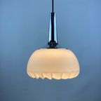 Rare White Swirl Glass And Chrome Pendant Light By Peill & Putzler thumbnail 2