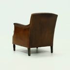 Patinated Sheep Leather Armchair 1950s thumbnail 11