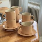 Peach Pink Coffee Cups With Gold thumbnail 3