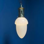 Opaline Glazen Hanglamp Met Sierlijk Messing Armatuur thumbnail 14