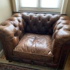 Vintage Chersterfield Club Fauteuil Cognac Leer thumbnail 3