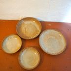 Set Of 4 Grès White-Glazed Ceramic Bowls* Stoneware Serving Dishes thumbnail 8